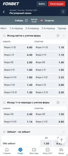 Фора на хоккей в линии букмекерской конторы