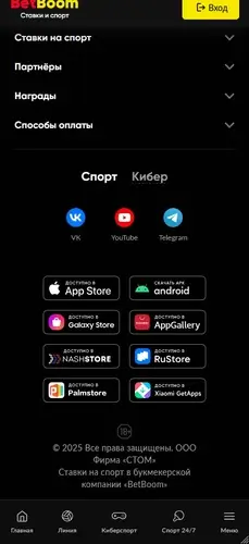 Соцсети, в которых букмекер имеет аккаунты