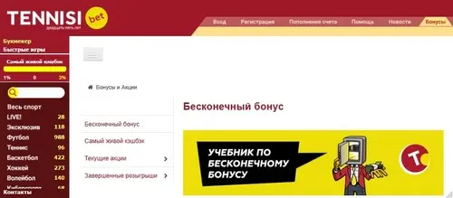 Актуальные бонусы в Tennisi