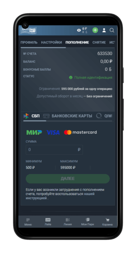 Способы поплнения на Балтбет