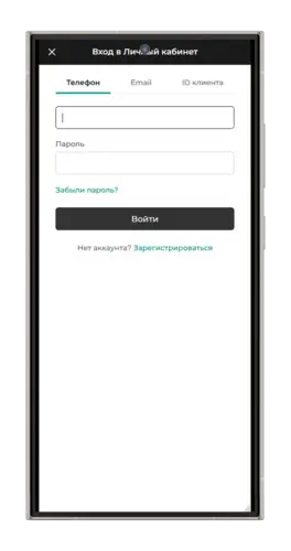 Авторизация в личном кабинете Пари
