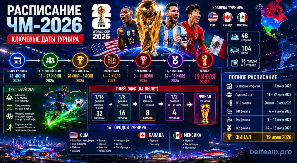 Расписание ЧМ-2026 — ключевые даты турнира