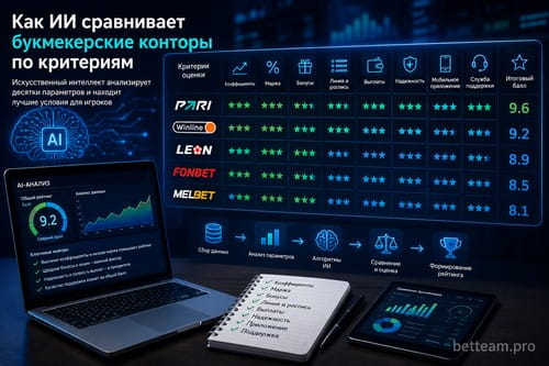 Как ИИ сравнивает букмекерские конторы по критериям